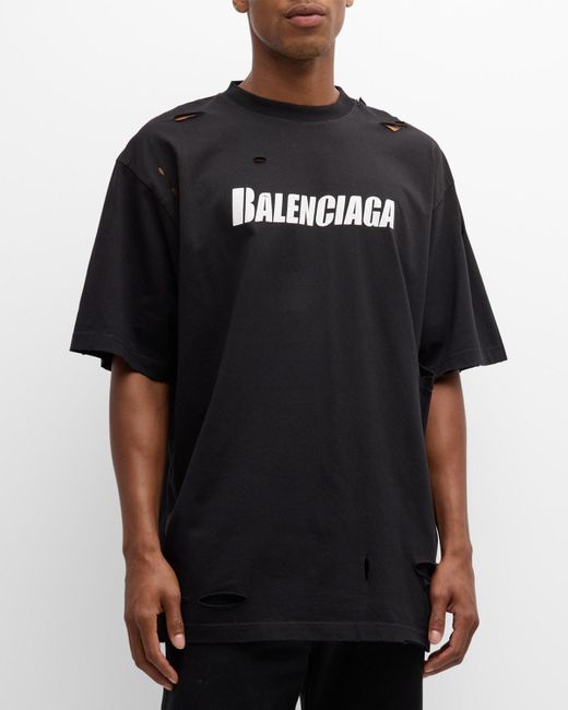 Balenciaga Black Boxy Destroyed Logo T-shirt