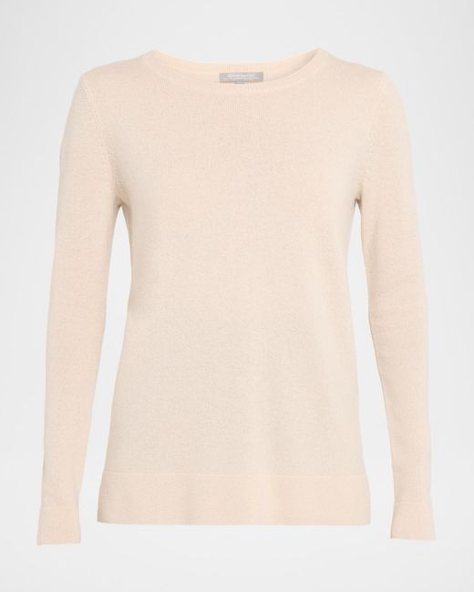 Neiman Marcus Natural Cashmere Basic Crewneck Top