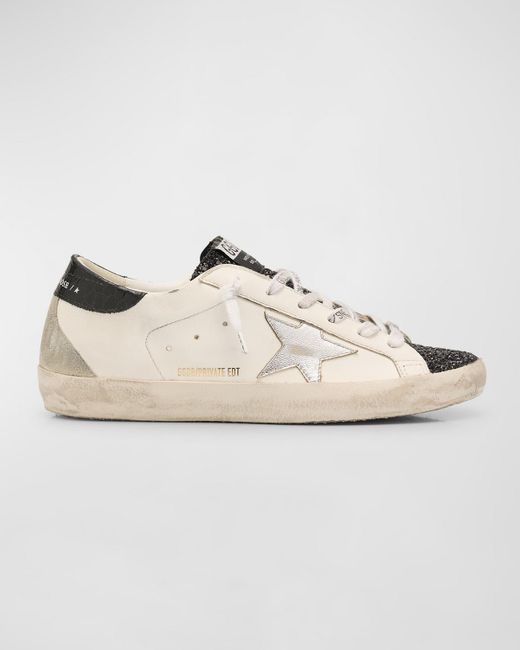 Golden Goose Deluxe Brand White Superstar Glitter Leather Low-top Sneakers