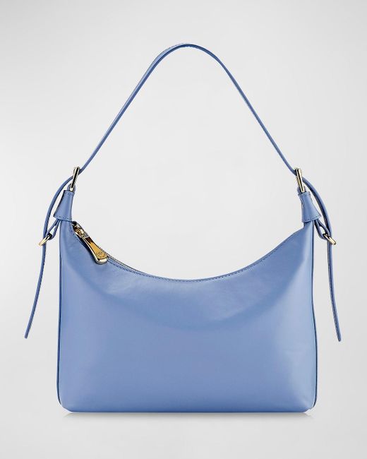 Gigi New York Blue Blake Zip Leather Shoulder Bag