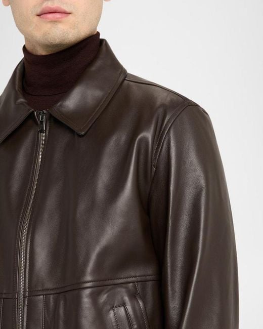 Isaia Gray Apos;S Lambskin Leather Jacket for men