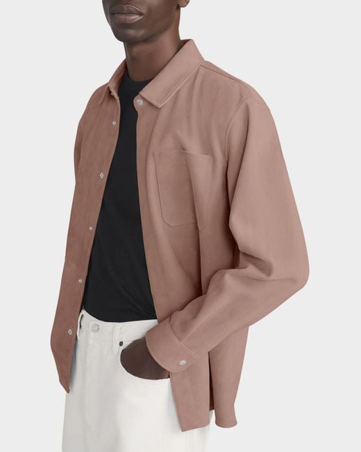 FRAME Pink Apos;S Solid Suede Overshirt for men