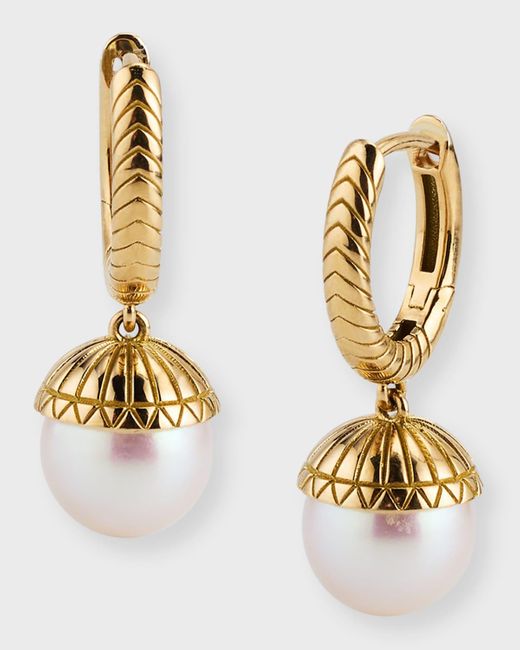 Harwell Godfrey Metallic White Pearl Drop Huggie Earrings