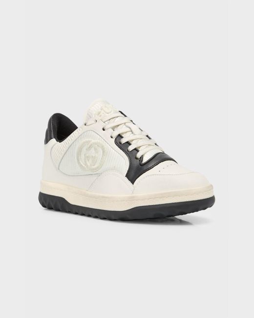 Gucci White Bicolor Leather Low-Top Sneakers