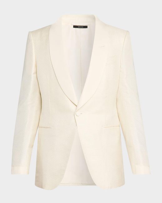 Tom Ford Natural Shawl-Lapel Grosgrain Jacquard Evening Jacket for men