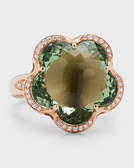 Pasquale Bruni Green Bon Ton 18K Rose Ring With And Diamonds, Size 6.5
