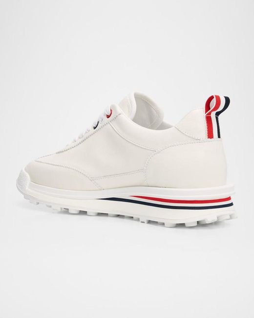 Thom Browne White Soft Tech Leather Runner Sneakers