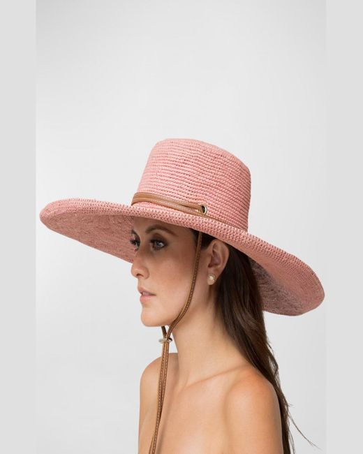 Sensi Studio Pink Crochet Lady Extra-Wide Brim Hat