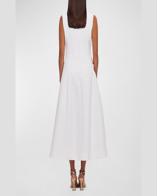 LEO LIN White Cleo Sleeveless Animal-print A-line Midi Dress