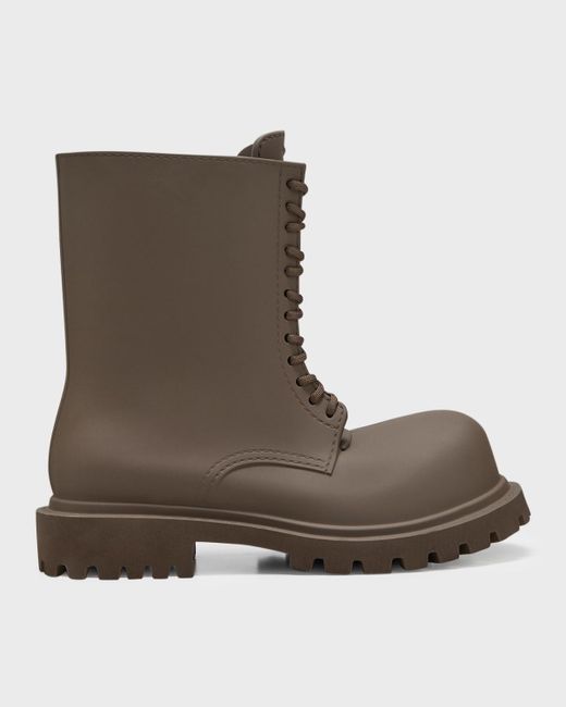 Balenciaga Brown Oversized Leather Army Boots for men