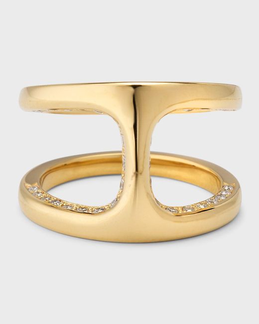 Hoorsenbuhs Metallic 18k Yellow Gold Dame Phantom Ring With Flooded Diamonds, Size 8