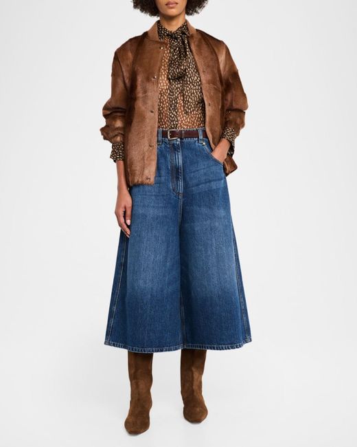Brunello Cucinelli Brown Goat Shearling Bomber Jacket