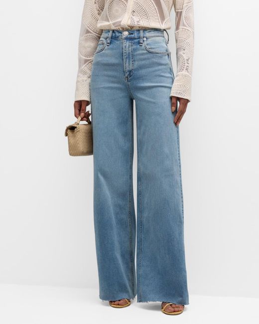 Rag & Bone Blue Flexi Sofie High-Rise Wide Jeans