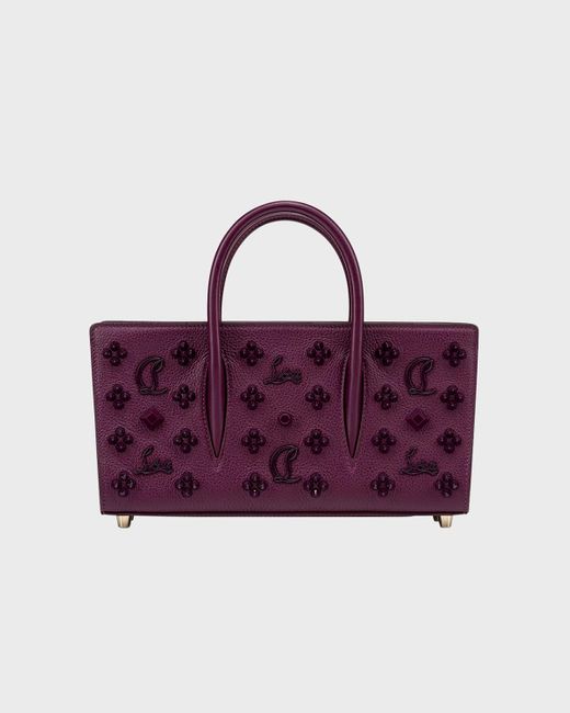 Christian Louboutin Purple Paloma Baguette In Leather With Loubinthesky Spikes