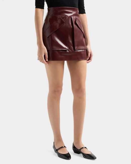 AKNVAS Purple Cherry Faux Leather Mini Skirt