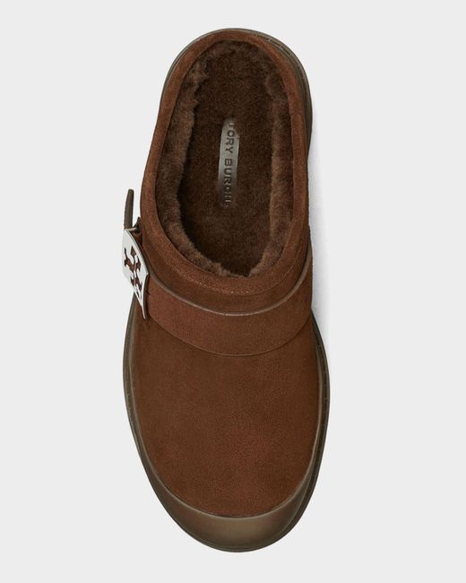 Tory Burch Brown Mellow Shearling Platform Mules