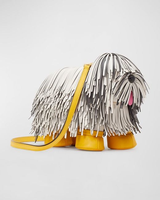 Kate Spade Metallic shaggy Fringe 3d Dog Crossbody Bag