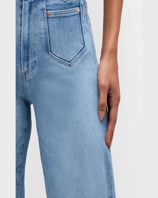 PAIGE Blue Anessa Jeans With Inset Patch Pockets And Raw Hem