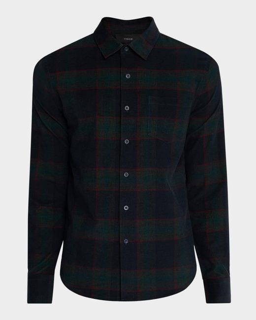 Vince Blue Holme Plaid Cotton Button-Down Shirt for men