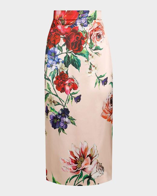 Dolce & Gabbana Women's Rasovi Bouquet Satin Midi Skirt