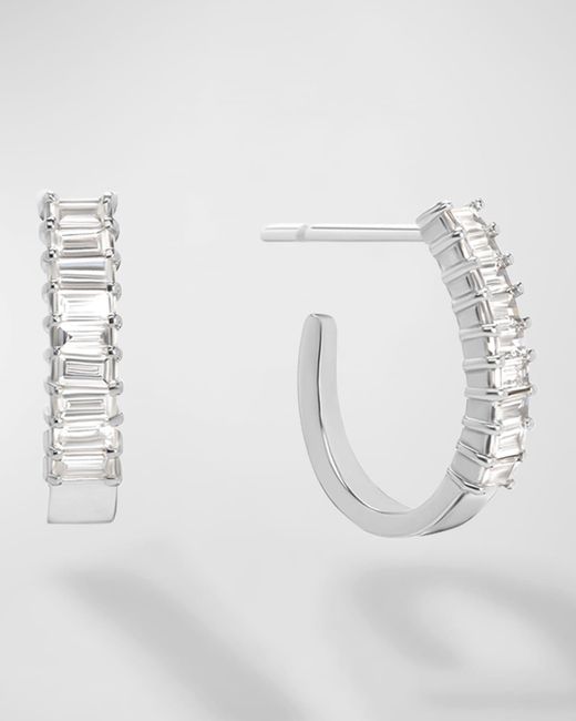 Lana Jewelry Gray 14k Gold Baguette Diamond Huggie Earrings, 0.5 Tcw