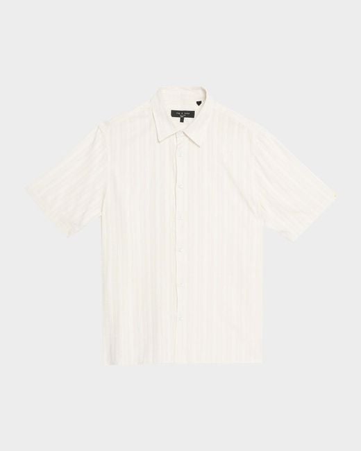 Rag & Bone Natural Dalton Plaid Jacquard Short-Sleeve Shirt for men