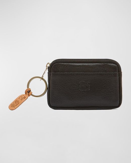 Il Bisonte Black Classic Zip Leather Card Holder