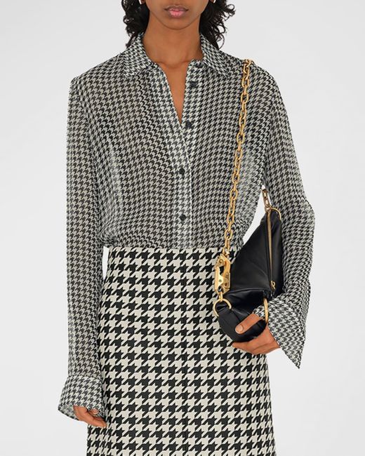 Burberry Multicolor Houndstooth Button-front Blouse