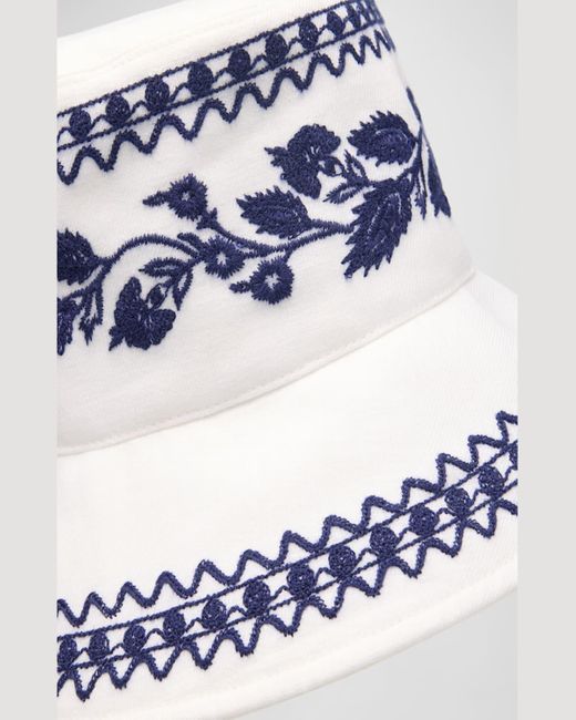 Loro Piana Blue Zita Embroidered Bucket Hat