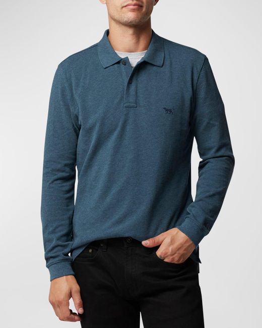 Rodd & Gunn Blue Long-Sleeve Pique Polo Shirt for men