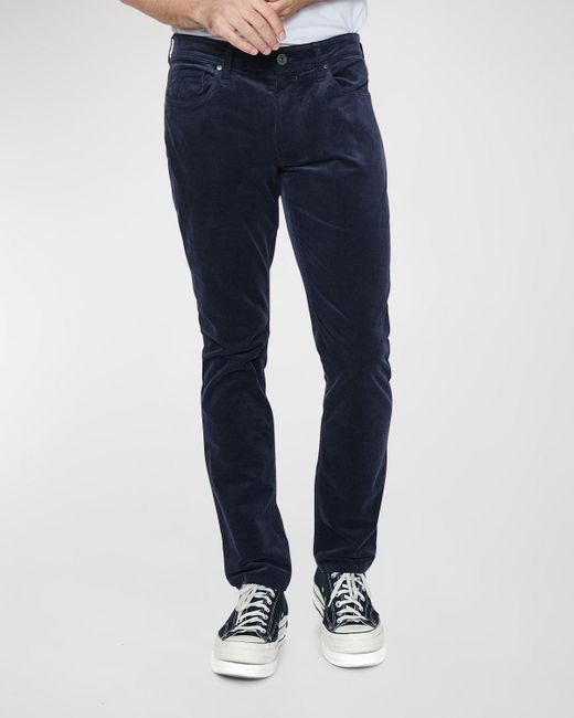 PAIGE Blue Lennox Slim Micro-corduroy Pants for men