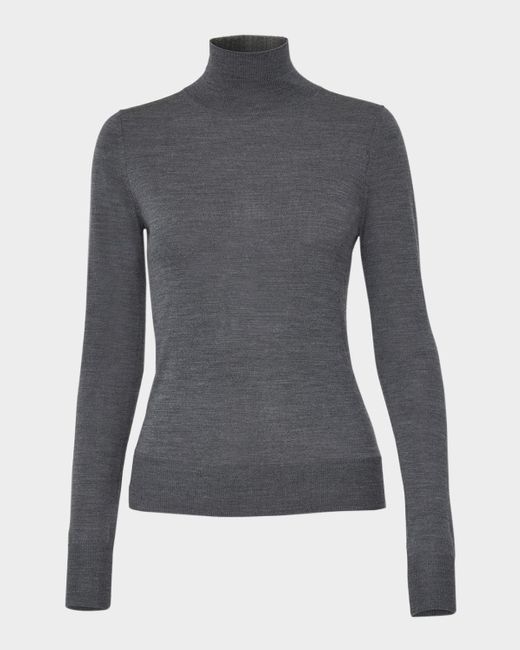 Carolina Herrera Gray Turtleneck Wool-Silk Sweater