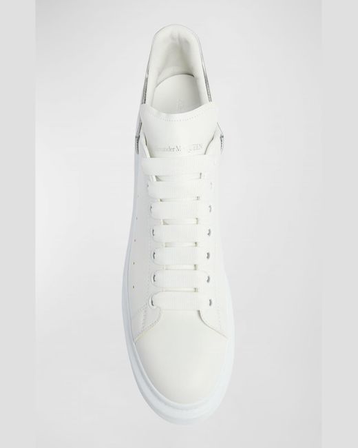 Alexander McQueen White Oversized Larry Wax Flower Leather Low-Top Sneakers for men