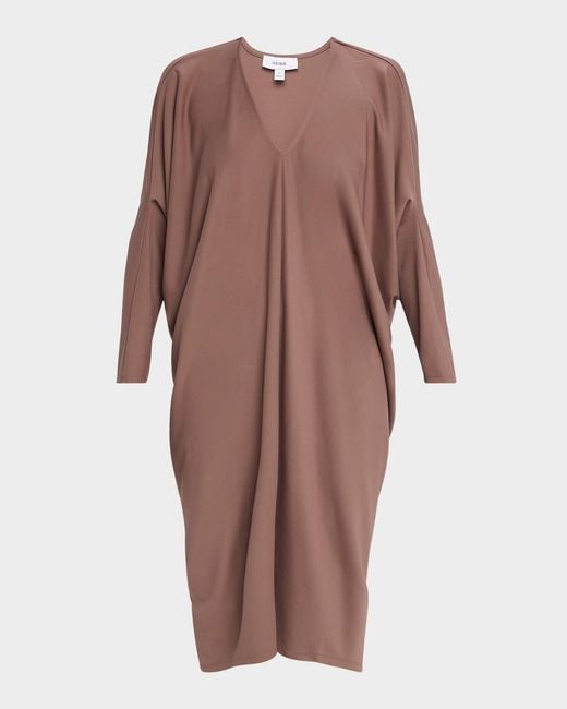 Reiss Women's Brown Gracie Draped Batwing-Sleeve Dress
