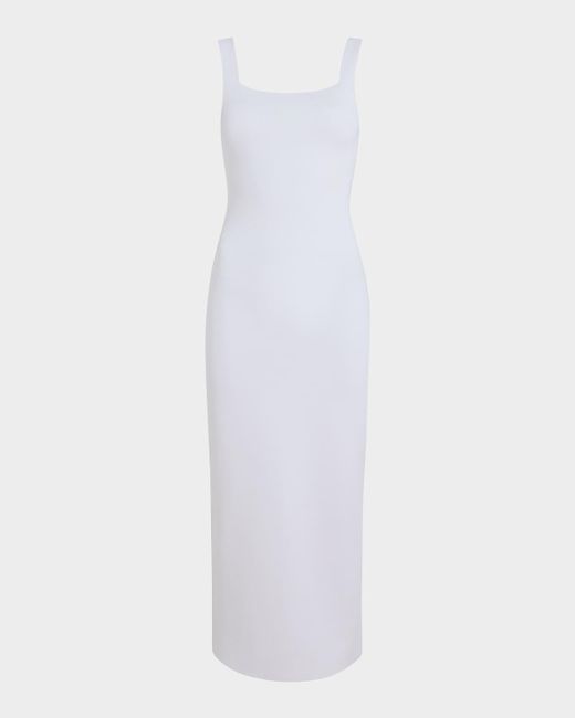 Khaite White Dixi Square-Neck Sleeveless Knit Maxi Dress