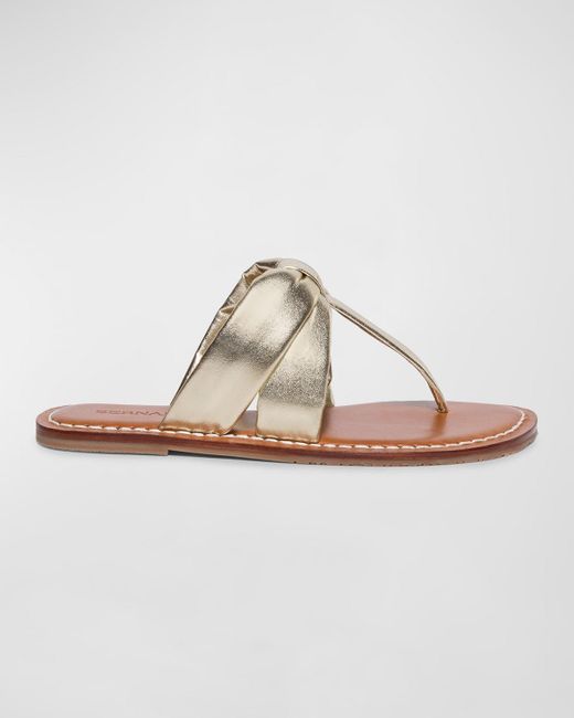 Bernardo White Metallic Flat Thong Slide Sandals