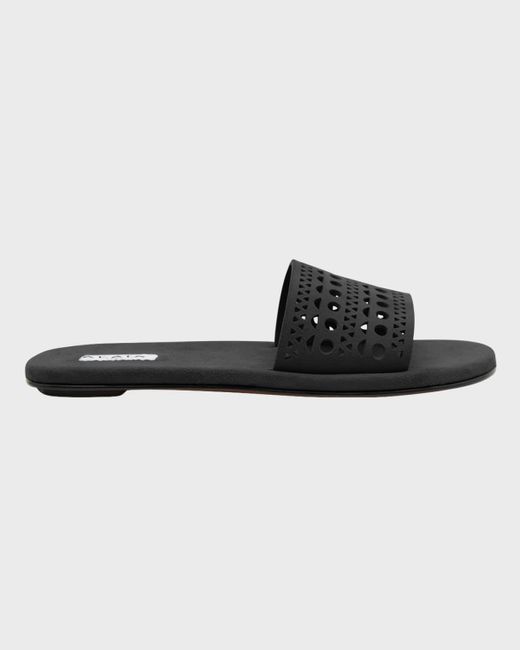 Alaïa Black Vienne Cutout Flat Slide Sandals