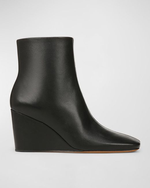 Vince Black Andy Leather Wedge Booties