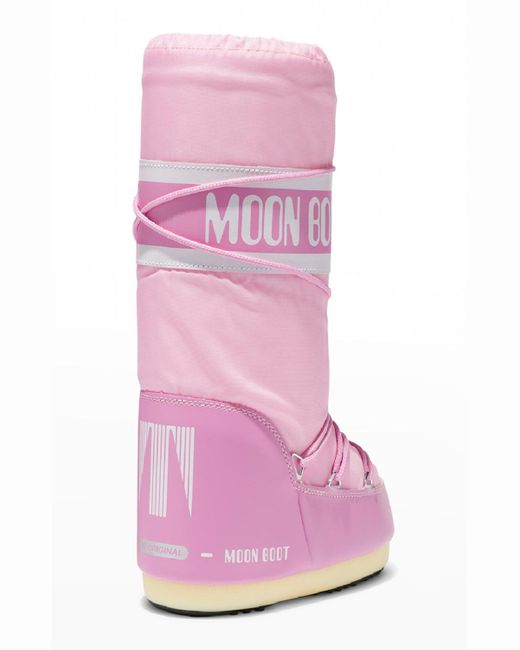 Moon Boot Pink Nylon Lace-up Snow Boots