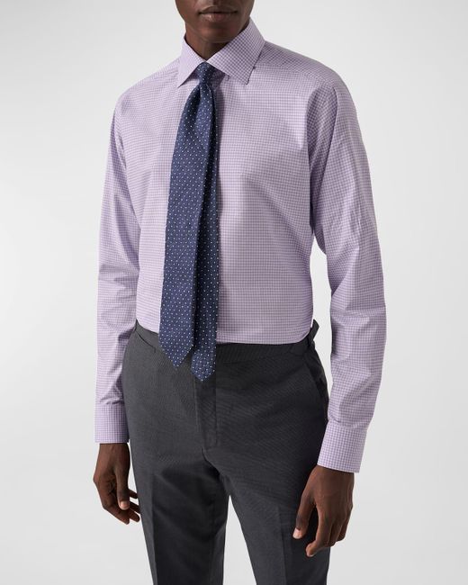 Eton of Sweden Purple Contemporary Check Elevated Poplin Shirt for men