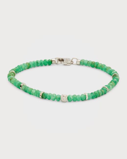 Tateossian Green Nodo Beaded Emerald Bracelet, Large for men