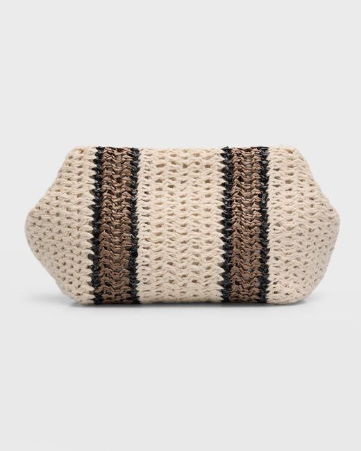 Brunello Cucinelli Natural Striped Crochet Clutch Bag