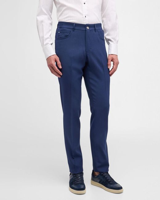 Stefano Ricci Natural Wool Stretch 5-Pocket Pants for men