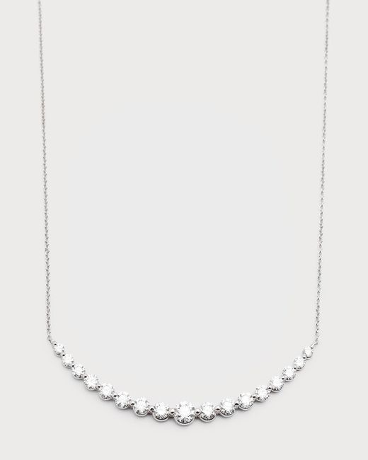 Neiman Marcus 18k White Gold 17 Round Diamond Smiley Bar Necklace