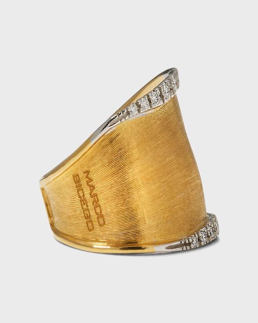 Marco Bicego Metallic Lunaria 18k Gold Medium Band Ring With Diamonds, Size 7