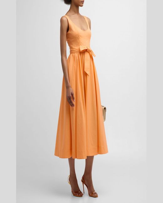 Cinq À Sept Orange Kilah Belted Midi Dress