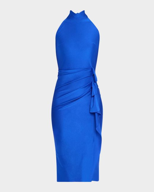 La Petite Robe Di Chiara Boni Blue Gudrum Java Draped Jersey Midi Dress