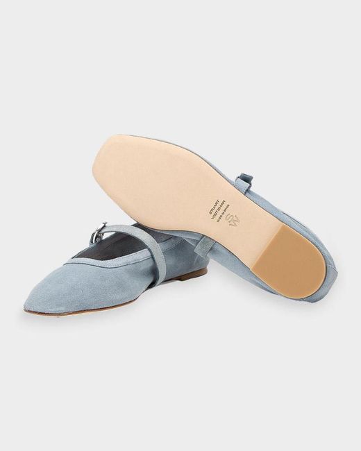 Stuart Weitzman Blue Sai Suede Ballet Flats