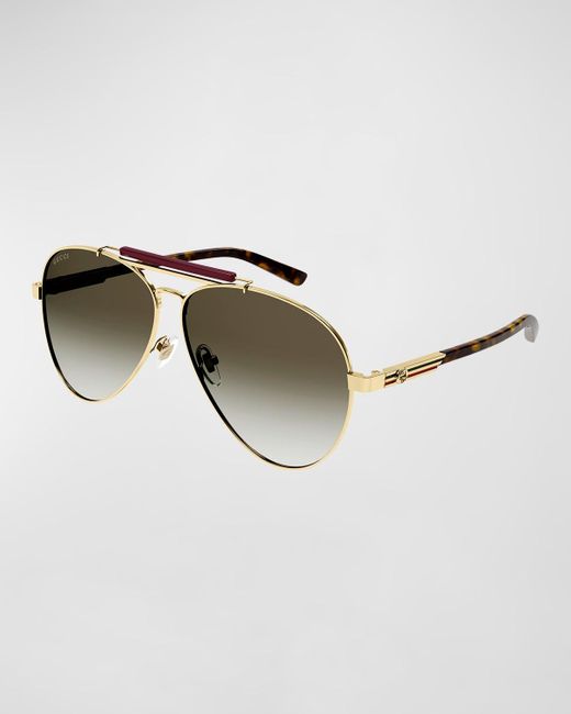 Gucci Multicolor Plastic Double-bridge Rectangle Aviator Sunglasses for men
