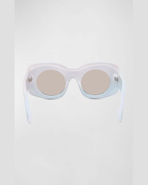 Loewe White Holographic Thin Geometric Sunglasses for men